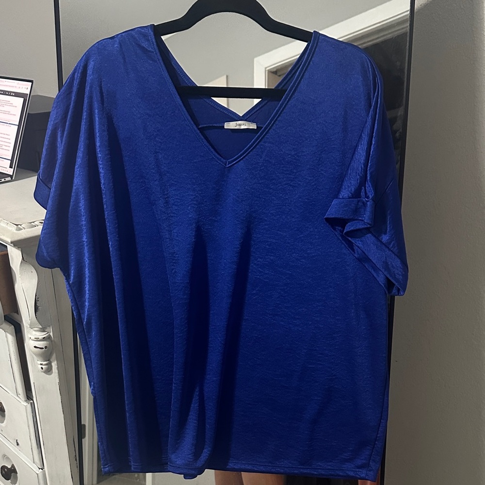 Elegant Blue V-Neck Women's Top